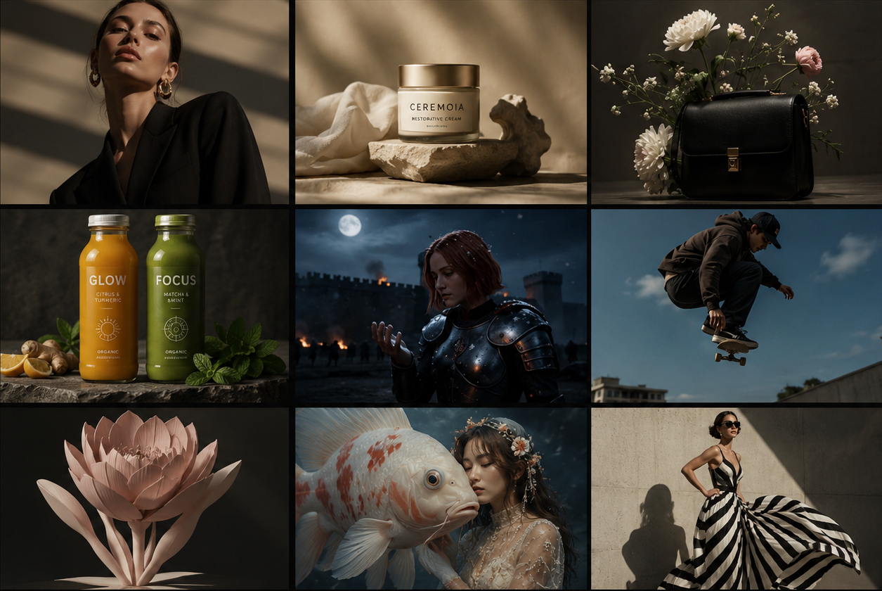 AI video template system for sovetnik.ai — 100+ templates enabling users to generate professional product visuals